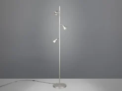 Moderne LED Stehlampe ROMEO dimmbar mit 3 Spots, Silber, Höhe 150cm