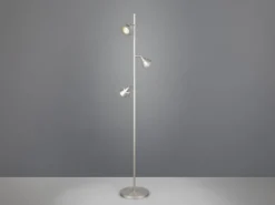 Moderne LED Stehlampe ROMEO dimmbar mit 3 Spots, Silber, Höhe 150cm