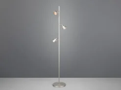 Moderne LED Stehlampe ROMEO dimmbar mit 3 Spots, Silber, Höhe 150cm