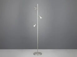 Moderne LED Stehlampe ROMEO dimmbar mit 3 Spots, Silber, Höhe 150cm