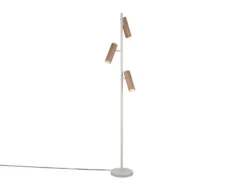 Moderne LED Stehleuchte Grau mit 3 schwenkbaren Spots Coffeefarbig, Höhe 150cm