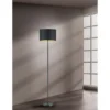 Moderne LED Stehleuchte mit Lampenschirm aus Stoff in Schwarz & Gold Höhe: 160cm