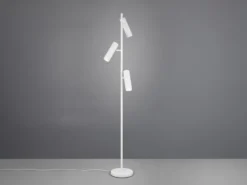 Moderne LED Stehleuchte mit 3 schwenkbaren Spots, Weiß, Höhe 150cm