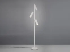 Moderne LED Stehleuchte mit 3 schwenkbaren Spots, Hellgrau, Höhe 150cm