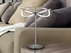 Moderne LED Tischlampe CHARIVARI Silber matt, Höhe 50cm