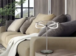 Moderne LED Tischlampe CHARIVARI Silber matt, Höhe 50cm