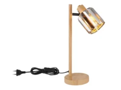 Moderne LED Tischlampe mit Lampenschirm aus Rauchglas Kristall, Höhe 40cm
