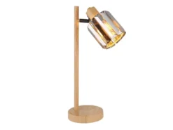Moderne LED Tischlampe mit Lampenschirm aus Rauchglas Kristall, Höhe 40cm
