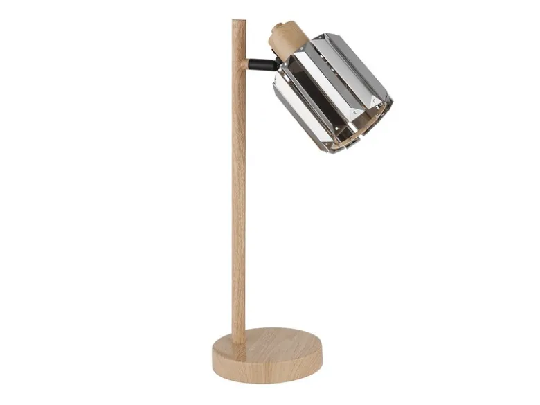 Moderne LED Tischlampe mit Lampenschirm aus Rauchglas Kristall, Höhe 40cm