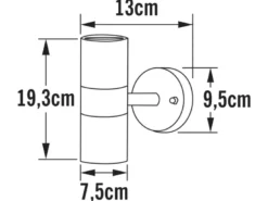 Moderne LED Up-Down Außenwandleuchte, Höhe 19,5cm, Aluminium Grau
