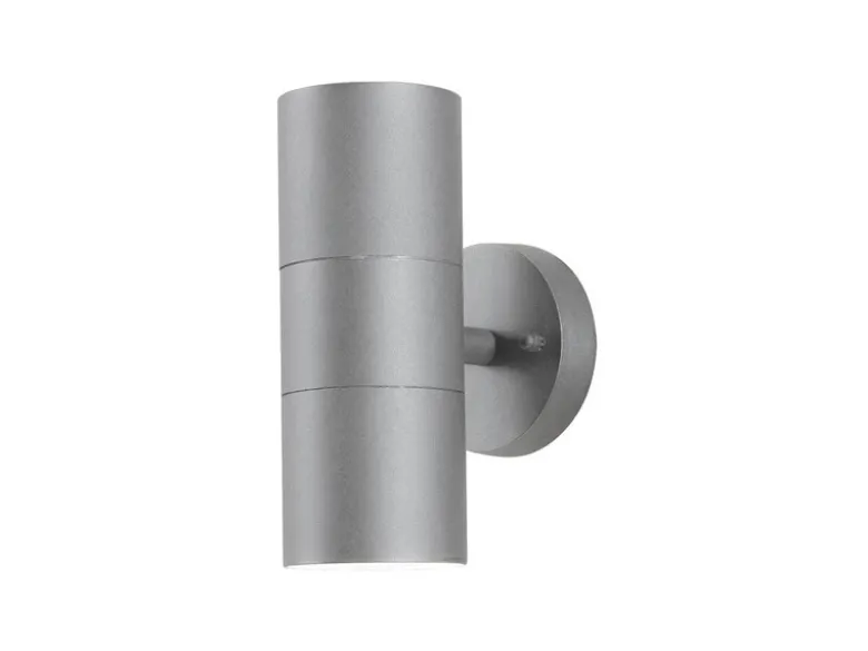 Moderne LED Up-Down Außenwandleuchte, Höhe 19,5cm, Aluminium Grau