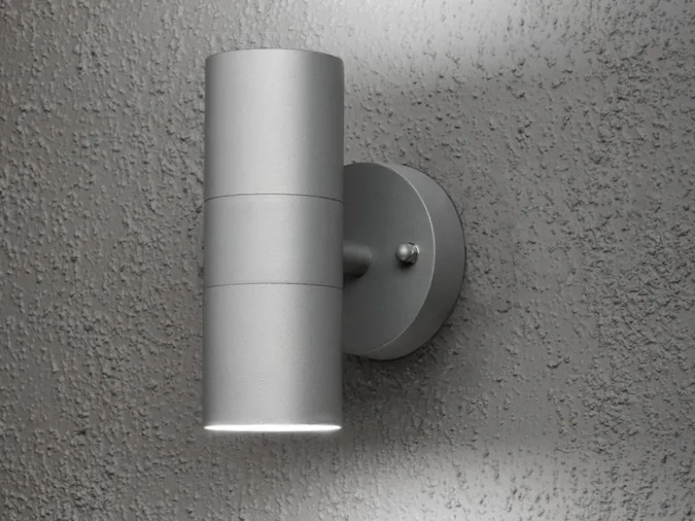 Moderne LED Up-Down Außenwandleuchte Höhe 17cm, Aluminium Grau