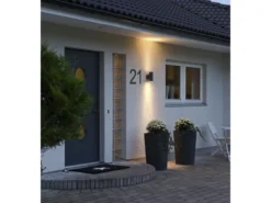 Moderne LED Up-Down Außenwandleuchte, Höhe 19,5cm, Aluminium Schwarz