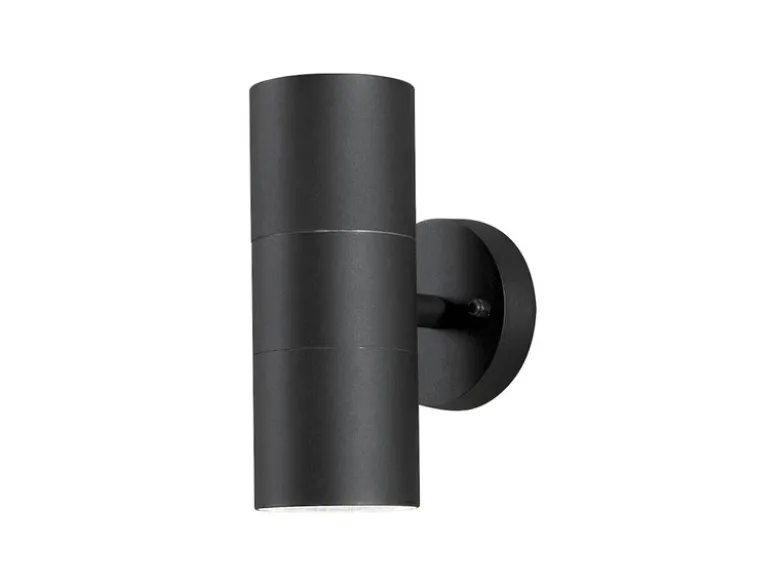 Moderne LED Up-Down Außenwandleuchte, Höhe 19,5cm, Aluminium Schwarz