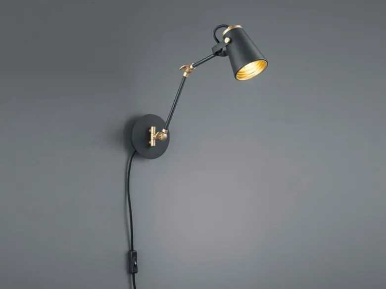 Moderne LED Wandleuchte in schwarz matt, Spot variabel verstellbar, Höhe 25cm