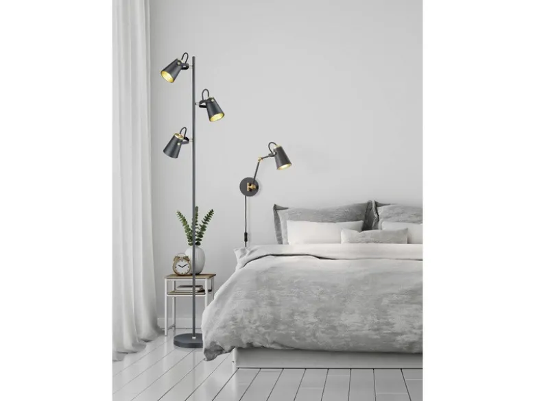Moderne LED Wandleuchte in schwarz matt, Spot variabel verstellbar, Höhe 25cm