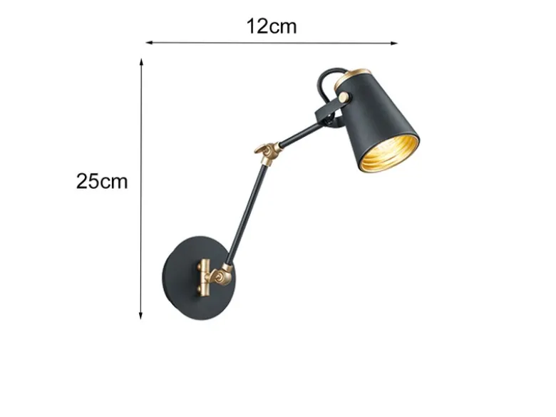 Moderne LED Wandleuchte in schwarz matt, Spot variabel verstellbar, Höhe 25cm