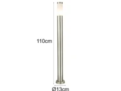 Moderne LED Wegeleuchte aus Edelstahl in Silber, Höhe 110cm