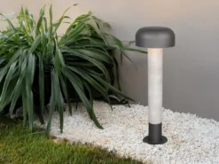 Moderne LED Wegeleuchte in Betonoptik & Anthrazit, Höhe 54cm