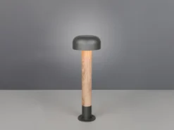 Moderne LED Wegeleuchte in Holzoptik & Anthrazit, Höhe 54cm