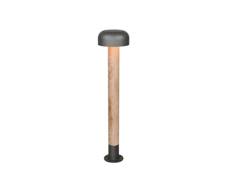 Moderne LED Wegeleuchte in Holzoptik & Anthrazit, Höhe 84cm