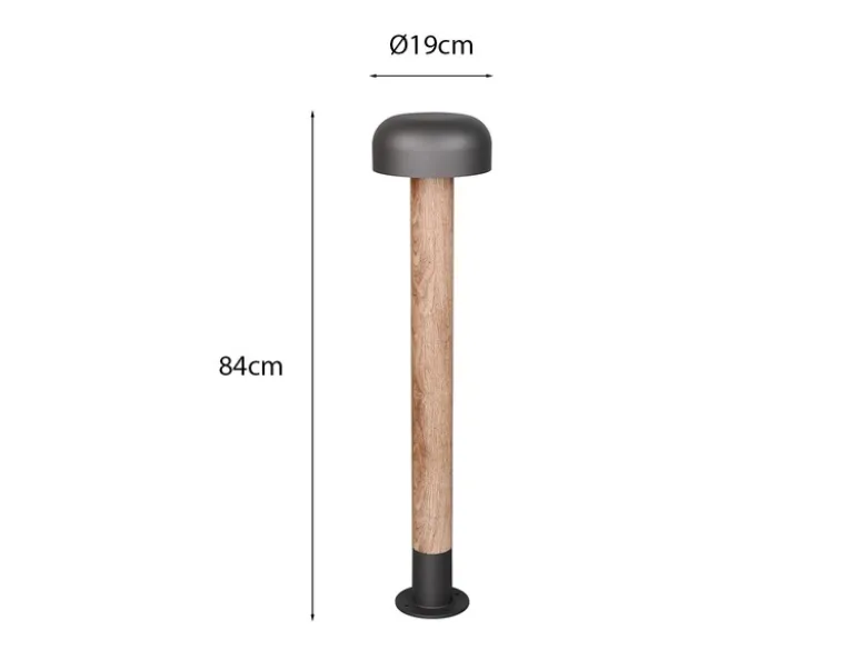 Moderne LED Wegeleuchte in Holzoptik & Anthrazit, Höhe 84cm