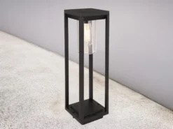 Moderne LED Wegeleuchte Laterne aus Druckguss Aluminium in Schwarz, H: 50cm