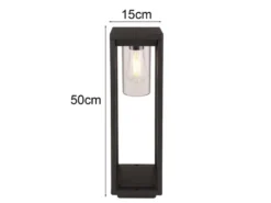 Moderne LED Wegeleuchte Laterne aus Druckguss Aluminium in Schwarz, H: 50cm
