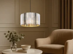 Moderne Pendelleuchte RUN einflammig mit Rauchglas Kristall Ø 35cm