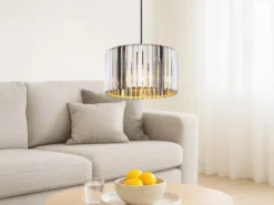 Moderne Pendelleuchte RUN einflammig mit Rauchglas Kristall Ø 35cm