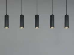 Moderne Pendelleuchte SOKA 5-flammig aus Metall Schwarz, Breite 85cm
