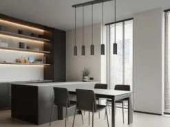 Moderne Pendelleuchte SOKA 5-flammig aus Metall Schwarz, Breite 85cm