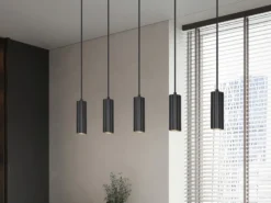 Moderne Pendelleuchte SOKA 5-flammig aus Metall Schwarz, Breite 85cm