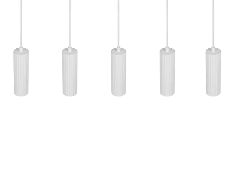 Moderne Pendelleuchte SOKA 5-flammig aus Metall Weiß, Breite 85cm