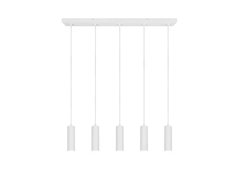 Moderne Pendelleuchte SOKA 5-flammig aus Metall Weiß, Breite 85cm