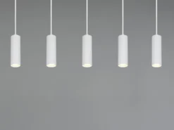 Moderne Pendelleuchte SOKA 5-flammig aus Metall Weiß, Breite 85cm