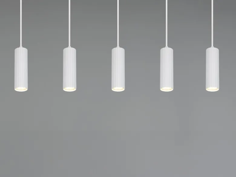 Moderne Pendelleuchte SOKA 5-flammig aus Metall Weiß, Breite 85cm