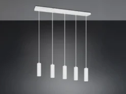 Moderne Pendelleuchte SOKA 5-flammig aus Metall Weiß, Breite 85cm