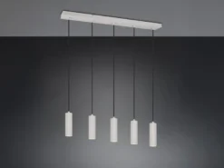 Moderne Pendelleuchte SOKA 5-flammig aus Metall Hellgrau, Breite 85cm