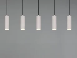 Moderne Pendelleuchte SOKA 5-flammig aus Metall Hellgrau, Breite 85cm