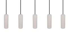 Moderne Pendelleuchte SOKA 5-flammig aus Metall Hellgrau, Breite 85cm