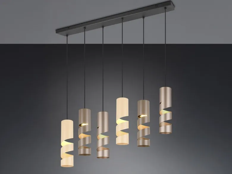 Moderne Pendelleuchte STREAM 6-flammig aus Metall in Coffee Tönen, B: 100cm
