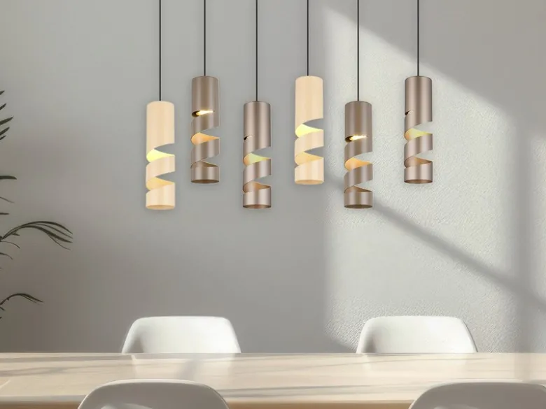 Moderne Pendelleuchte STREAM 6-flammig aus Metall in Coffee Tönen, B: 100cm