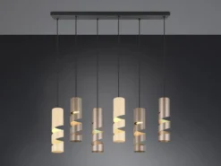 Moderne Pendelleuchte STREAM 6-flammig aus Metall in Coffee Tönen, B: 100cm