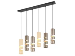 Moderne Pendelleuchte STREAM 6-flammig aus Metall in Coffee Tönen, B: 100cm