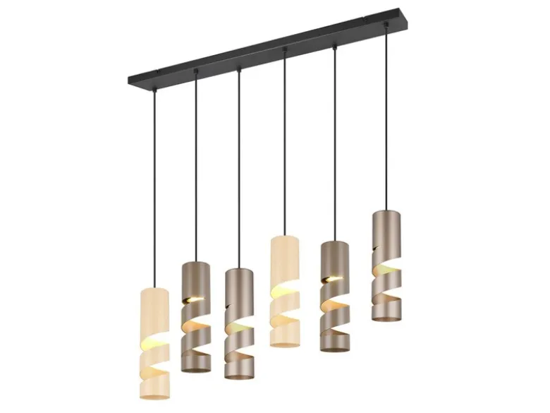 Moderne Pendelleuchte STREAM 6-flammig aus Metall in Coffee Tönen, B: 100cm