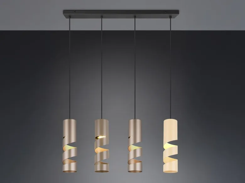 Moderne Pendelleuchte STREAM 4-flammig aus Metall in Coffee Tönen, B: 80cm