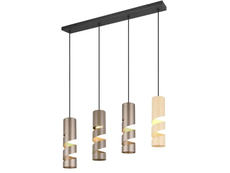 Moderne Pendelleuchte STREAM 4-flammig aus Metall in Coffee Tönen, B: 80cm