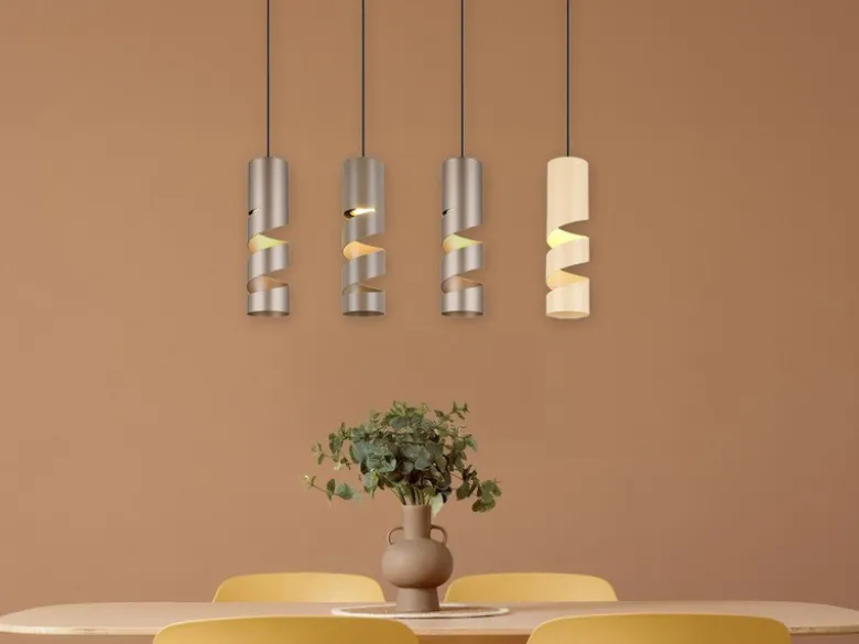Moderne Pendelleuchte STREAM 4-flammig aus Metall in Coffee Tönen, B: 80cm