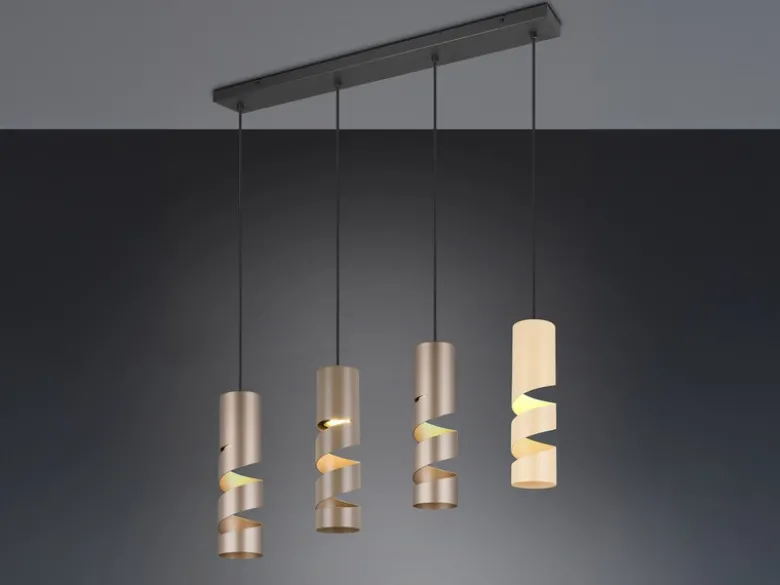 Moderne Pendelleuchte STREAM 4-flammig aus Metall in Coffee Tönen, B: 80cm
